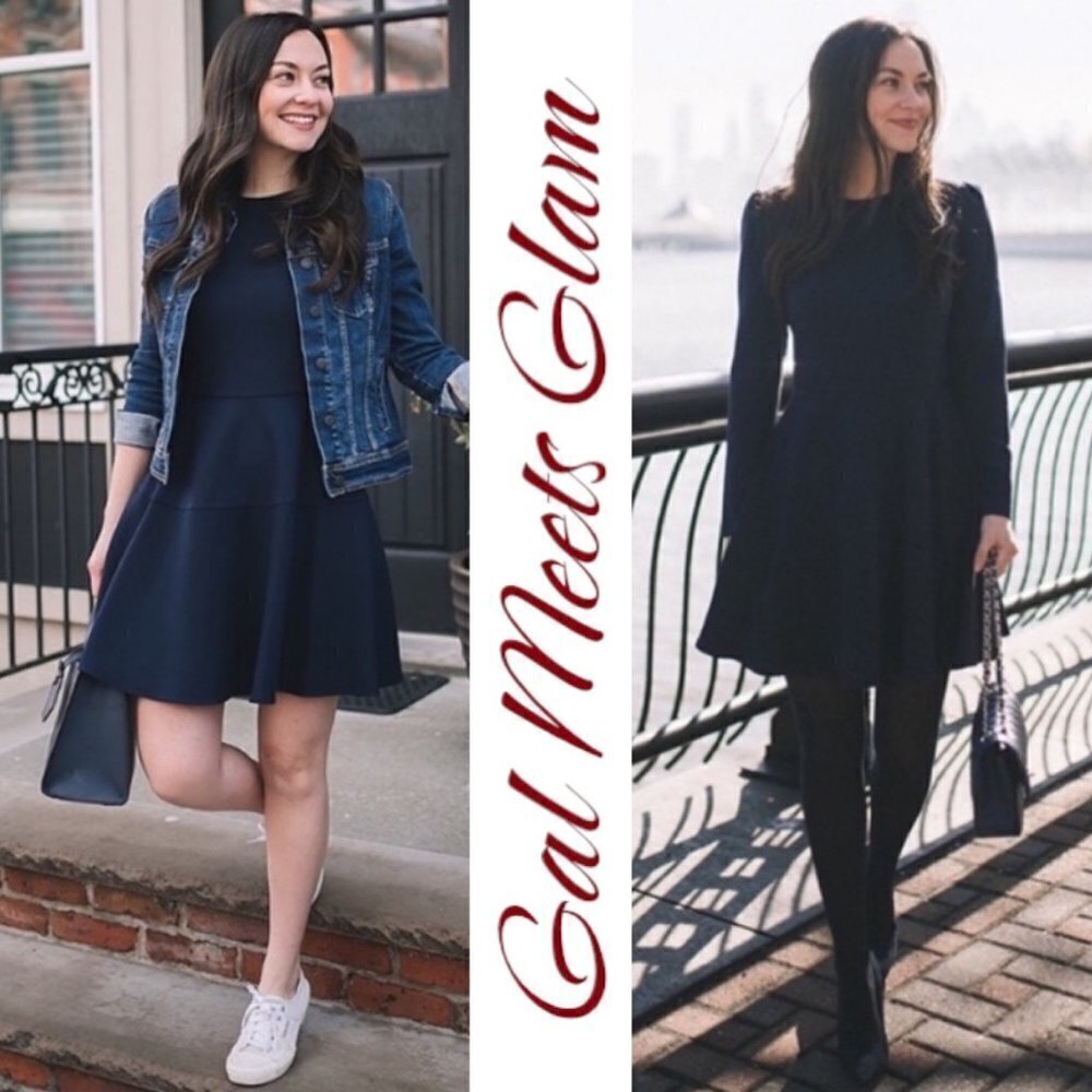 NWT GAL MEETS GLAM Celeste‎ Fit & Flare Dress Black, Size 4